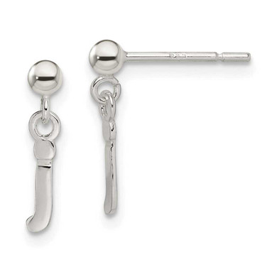 Image of 13mm Sterling Silver Polished J Dangle Post Earrings