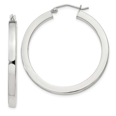 Image of 36mm Sterling Silver 3x35mm Square Tube Hoop Earrings