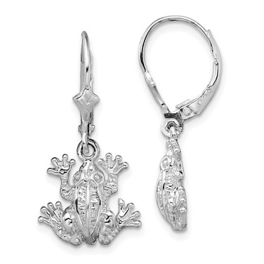 29.51mm Sterling Silver Polished Frog Leverback Earrings