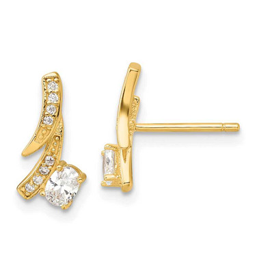 Image of 12.3mm Sterling Silver Gold-plated Fancy CZ Post Earrings