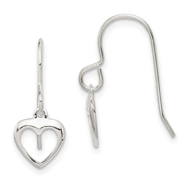 Image of 21mm Sterling Silver Heart Dangle Shepherd Hook Earrings