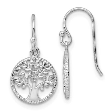 Image of 21.44mm Sterling Silver Rhodium-plated Tree Dangle Earrings