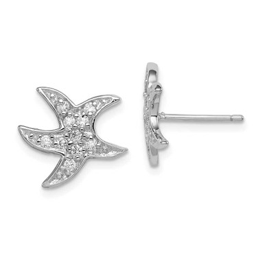 Image of 14mm Sterling Silver Rhodium-plated CZ Starfish Earrings