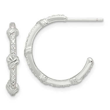 Image of Sterling Silver E-Coating CZ Knot Post Hoop Earrings