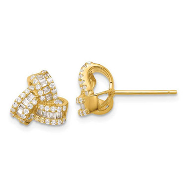 Image of 10.7mm Sterling Silver Gold-tone CZ Love Knot Post Earrings