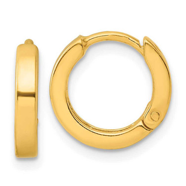 Image of Sterling Silver Gold-tone Round Hinged Hoop Earrings