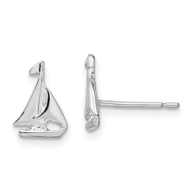 Image of 10mm Sterling Silver Polished Mini Sailboat Post Earrings