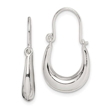 Image of 24.85mm Sterling Silver Polished & Tapered Oval Hoop Earrings