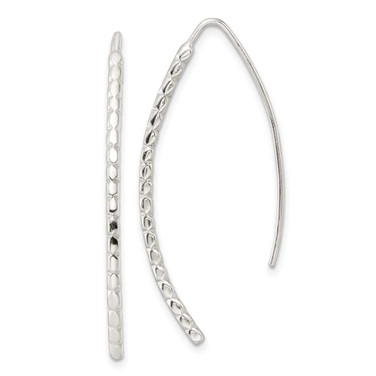 Image of 43.3mm Sterling Silver Polished & Textured Threader Earrings