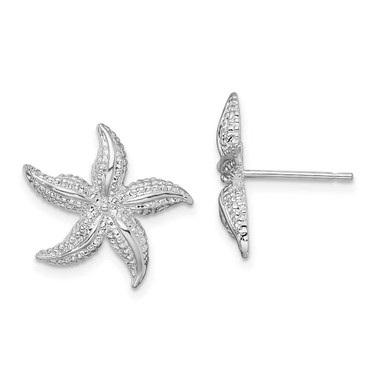 Image of 17mm Sterling Silver Polished Small Starfish Post Earrings