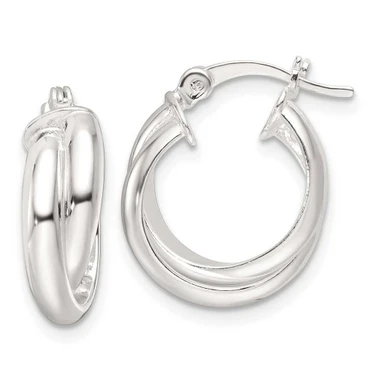 Image of 17mm Sterling Silver Polished Twisted Double Hoop Earrings