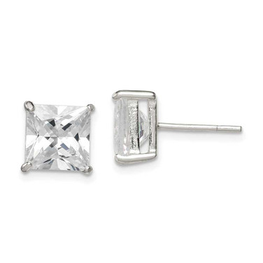 Image of 8mm Sterling Silver 8mm Square CZ Basket Set Stud Earrings