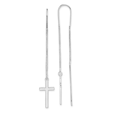 Image of 65.22mm Sterling Silver Polished Latin Cross Threader Earrings