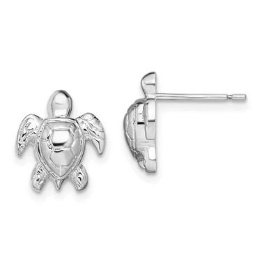 Image of 13mm Sterling Silver Polished Mini Sea Turtle Post Earrings