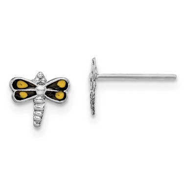 Image of 6.6mm Sterling Silver Rhodium-plated Dragonfly Post Earrings