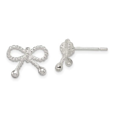Image of 10mm Sterling Silver Polished and Textured Bow Post Earrings