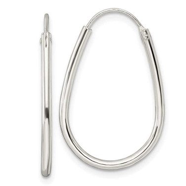 Image of 25.9mm Sterling Silver Polished Endless Teardrop Hoop Earrings