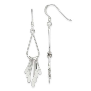 Image of 55mm Sterling Silver Polished Fancy Teardrop Dangle Earrings