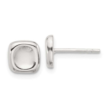 Image of Sterling Silver Polished Wavy Puff Square Post Earrings