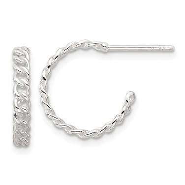 Image of Sterling Silver E-coated Chain Design Post Hoop Earrings Image of Sterling Silver E-coated Chain Design Post Hoop Earrings