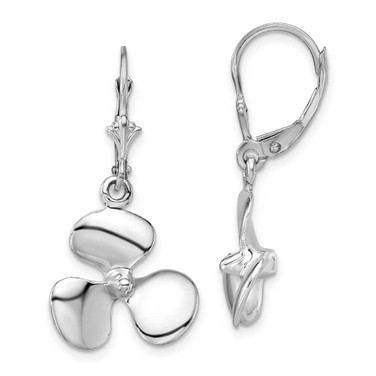 Image of 33.87mm Sterling Silver Polished 3D Propeller Leverback Earrings