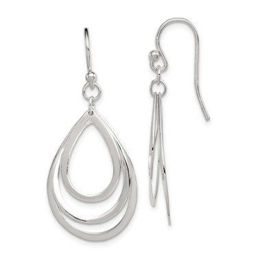 Image of 40mm Sterling Silver Polished Triple Teardrop Dangle Earrings