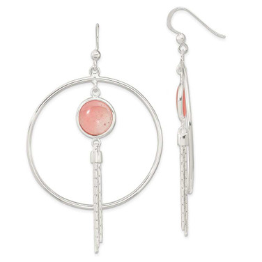 Image of 71.95mm Sterling Silver Polished Dyed Agate Fancy Dangle Earrings