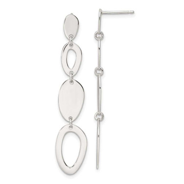 Image of 48.95mm Sterling Silver Polished Fancy Ovals Post Dangle Earrings