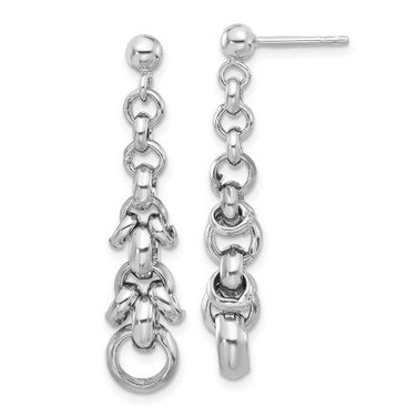Image of Sterling Silver Rhodium-plated Fancy Dangle Post Earrings