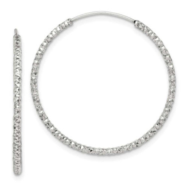 Image of 28.3mm Sterling Silver Diamond-cut 1.5x28mm Endless Hoop Earrings