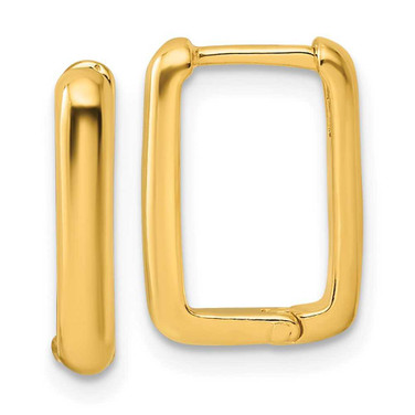 Image of Sterling Silver Gold-tone Polished Rectangle Hoop Earrings