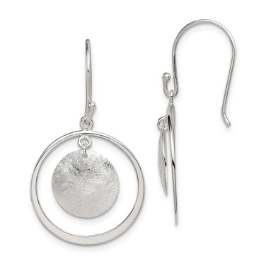 Image of 38mm Sterling Silver Polished & Brushed Circles Dangle Earrings