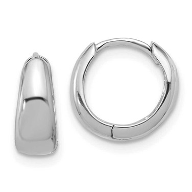 Image of Sterling Silver Rhodium-plated 12x5mm Huggie Hoop Earrings