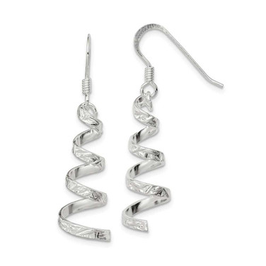 Image of 42mm Sterling Silver Polished & Textured Twisted Dangle Earrings