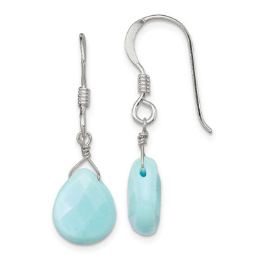 Image of 30mm Sterling Silver Polished Amazonite Teardrop Dangle Earrings