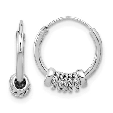 Image of 13.5mm Sterling Silver Polished and Textured Endless Hoop Earrings