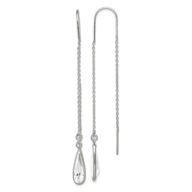 Image of 81mm Sterling Silver Polished Crystal Teardrop Threader Earrings