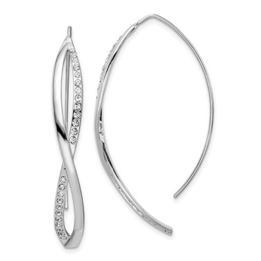 44.84mm Sterling Silver Rhodium-plated CZ Twisted Threader Earrings