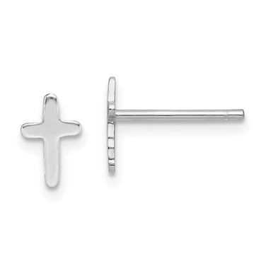 Image of 8mm Sterling Silver Rhodium-plated Polished Cross Post Earrings