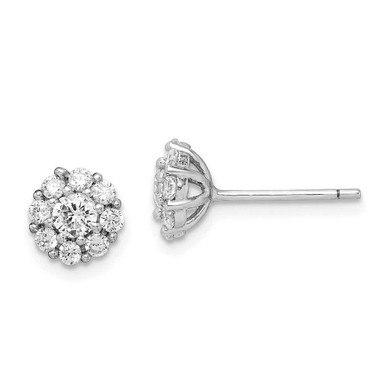 Image of 7.5mm Sterling Silver Rhodium-plated Polished CZ Halo Post Earrings