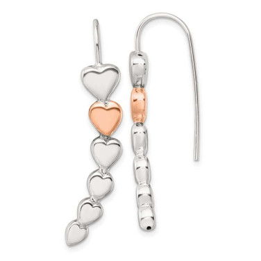 Image of 43.4mm Sterling Silver and Pink Polished Heart Shepherd Hook Earrings