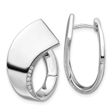 Image of 25mm Sterling Silver Rhodium-plated Polished Fancy CZ Hoop Earrings