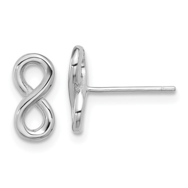 10.7mm Sterling Silver Rhodium-plated Polished Infinity Post Earrings