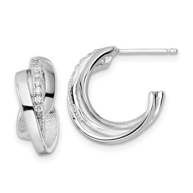 Image of 15.8mm Sterling Silver Rhodium-plated Polished CZ Twisted Post Earrings