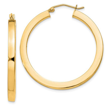 Image of 36mm Sterling Silver Flash Gold-plated 3x35mm Square Tube Hoop Earrings