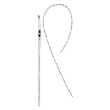 Image of 90.3mm Sterling Silver Rhodium-plated Polished Textured Threader Earrings