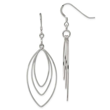 Image of 58mm Sterling Silver Polished Fancy Triple Marquise Shape Dangle Earrings