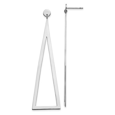 Image of 64mm Sterling Silver Rhodium-plated Polished Triangle Post Dangle Earrings