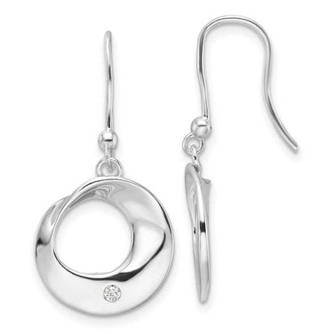Image of Sterling Silver Rhodium-plated White Ice .05ctw Diamond Dangle Earrings