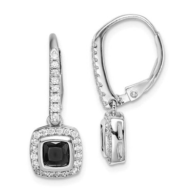Image of 24mm Sterling Silver Rhodium-plated Black & White CZ Halo Leverback Earrings